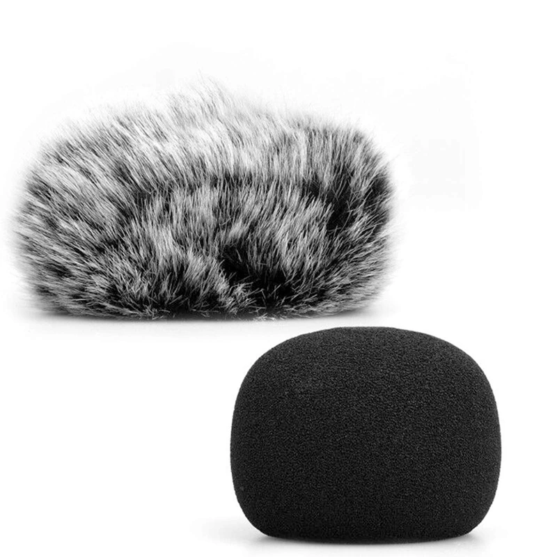 

2Pcs Furry Windscreen Muff Wind Cover + Foam Microphone Windscreen Cover For Zoom H1 H1N Mic