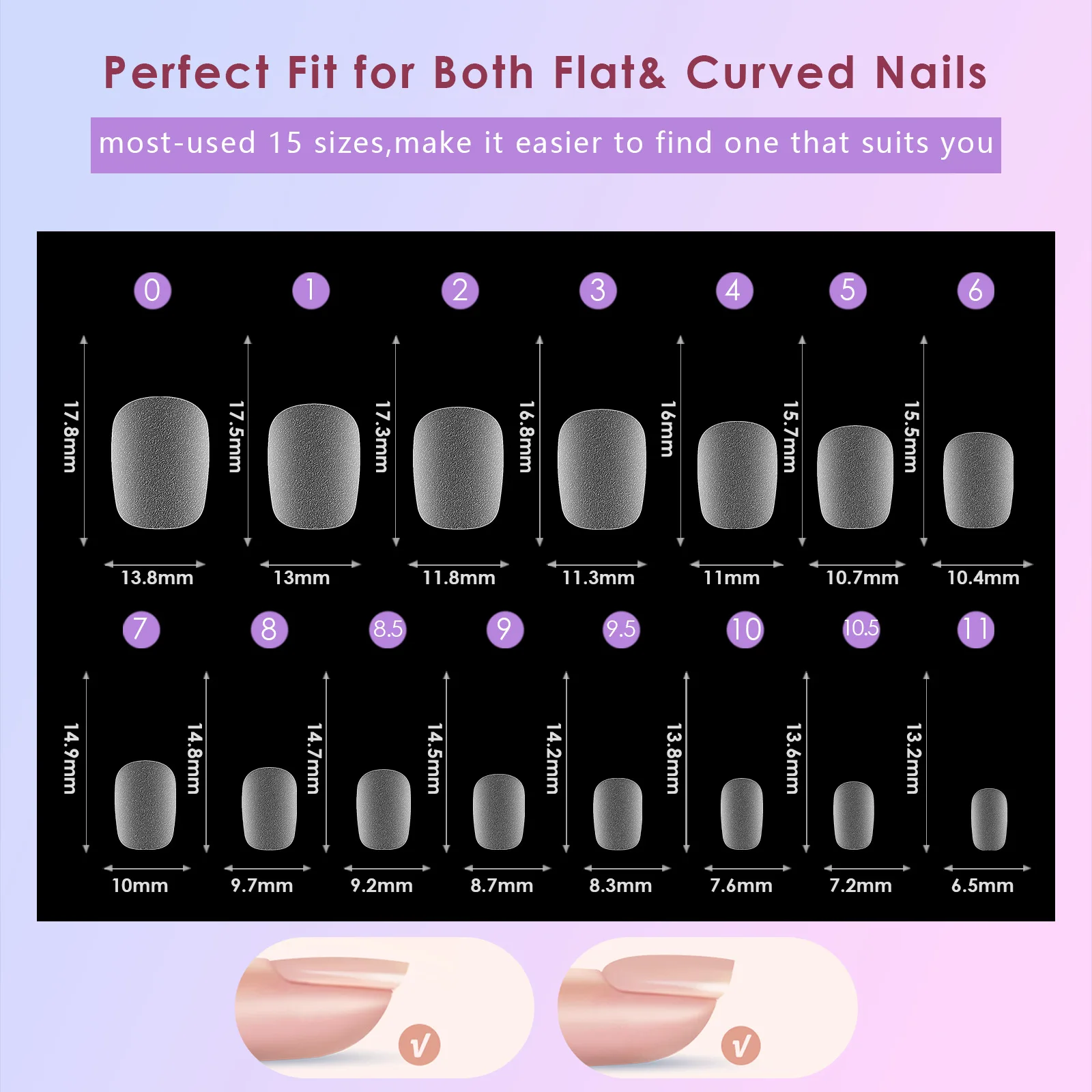 Matte Fake Nails Short Tips for Extension 2