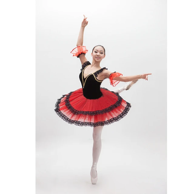 Niña Ballet Vestido de Baile con Tutú Rosa Rojo Marfil Negro 2 3 4 5 6 7