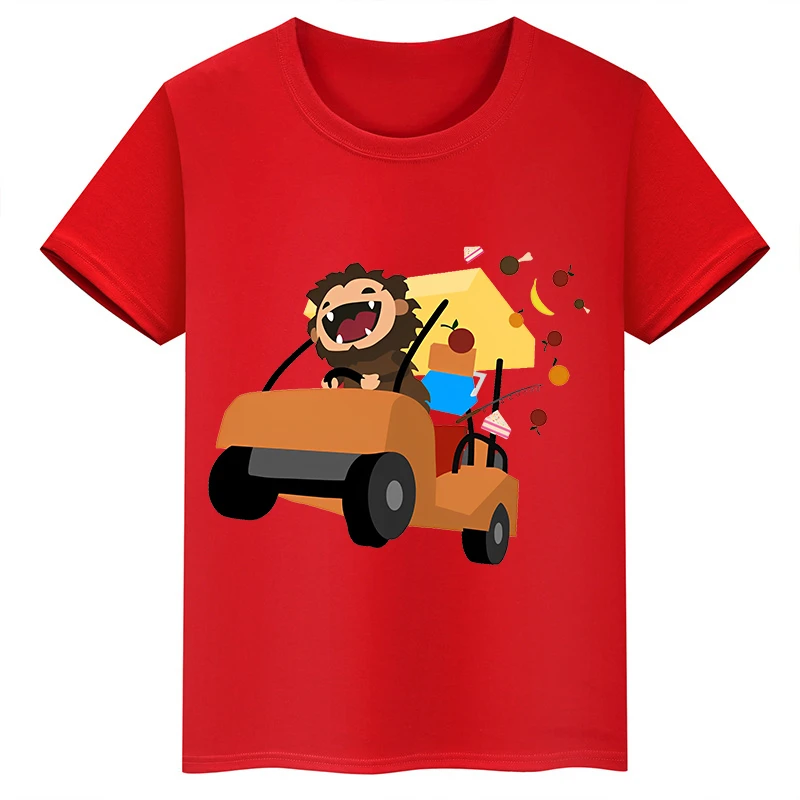 thumbnail image 1 of Camiseta de algodón roja de manga corta de verano para niños y niñas con estampado de cabeza grande de Sasquatch furtivo, 1 of 5