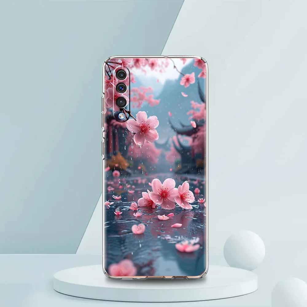 Rosa frühlings kirschblüten transparente telefon hülle für samsung galaxy a12 a50 a52 a70 a40 a10 a20 a30 a02 a03s a04 silikons chale – Detail 7