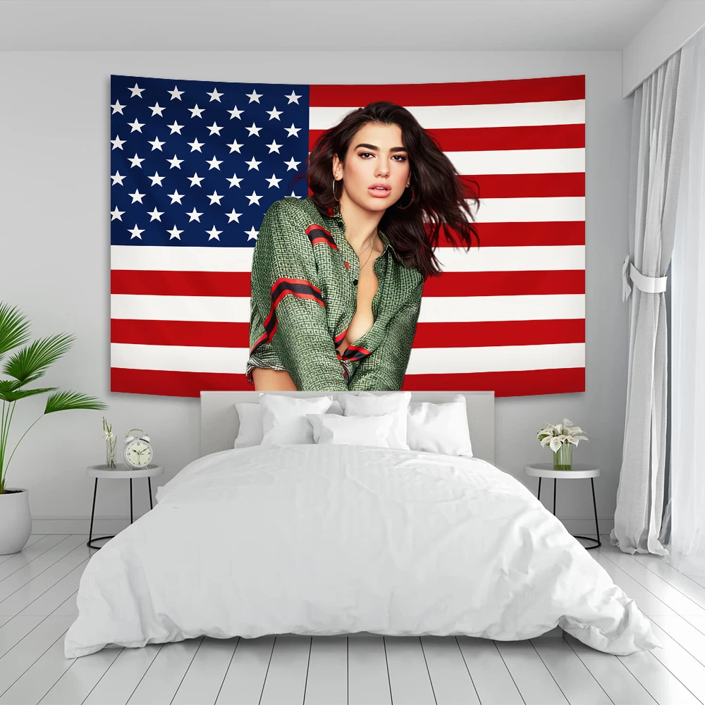 

British Singer Dua_lipa Tapestry Flag Hippie Bohemia Canvas Painting Wall Art Pictures Room Decor Fans Gift