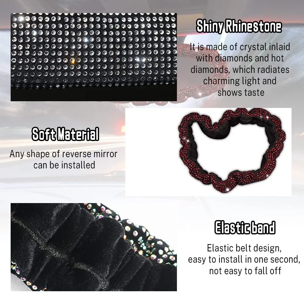 Diamond Inlaid Rearview Mirror Cover Interior Accessories Universal Diamond Rhinestones Car Mirror Decoration Car accessories