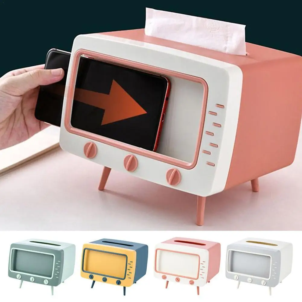 New TV Tissue Box Organizer With Mobile Phone Holder Desktop Paper Holder Dispenser Creative Tissue Canister Storage Napkin Case New TV Tissue Box Organizer With Mobile Phone Holder Desktop Paper Holder Dispenser Creative Tissue Canister Storage Napkin Case