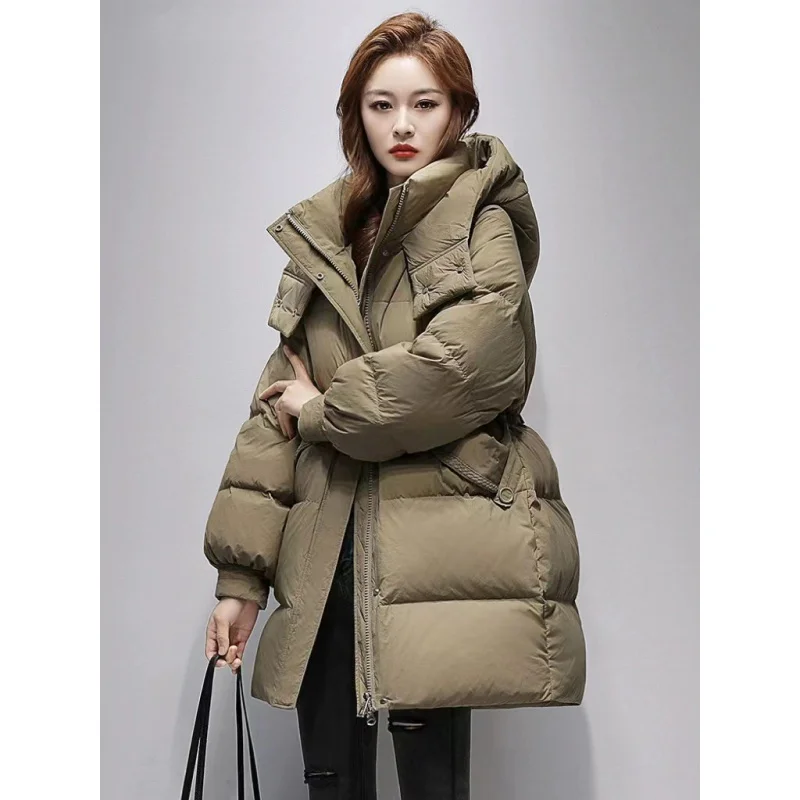 

Long down jacket women's winter 2023 new fashion frontier women's fashion waist-controlled casual jacket