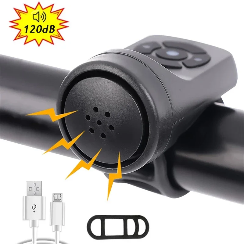

Bicycle Horn Electric Bike Bell 120dB Waterproof Motorcycle Horn USB Charged Road Cycling Anti-theft Alarm Horn MTB Accessories