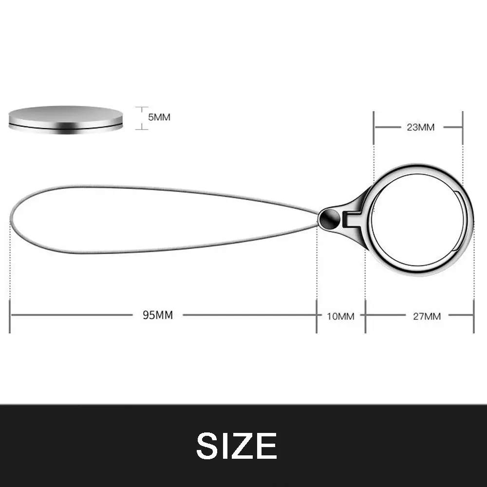 Dual Function Metal Phone Stand and 360° Rotating Finger Ring with Lanyard
