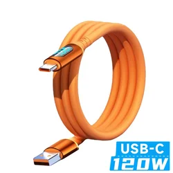 6A USB - C to Type - C Fast Charging 120W Cable with LED Digital Display - 1m (A To C Orange Cable)