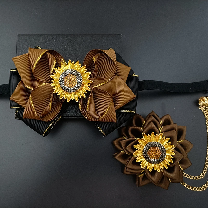 Original Herren Hochzeits-Sonnenblumen-Krawattenbrosche Business-Bankett-Konzert-Anzug-Hemd-Accessoire-Set Hochwertiger Handgefertigter Schmuck Geschenk – Detail 12