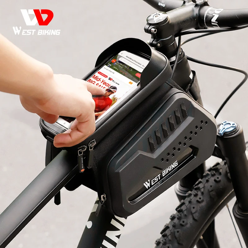 

WEST BIKING непромокаемая передняя рама для велосипеда 3 в 1, сумка-трубка с верхним верхом, 6,9 дюйма, держатель для телефона с сенсорным экраном, велосипедная сумка, аксессуары для велоспорта MTB