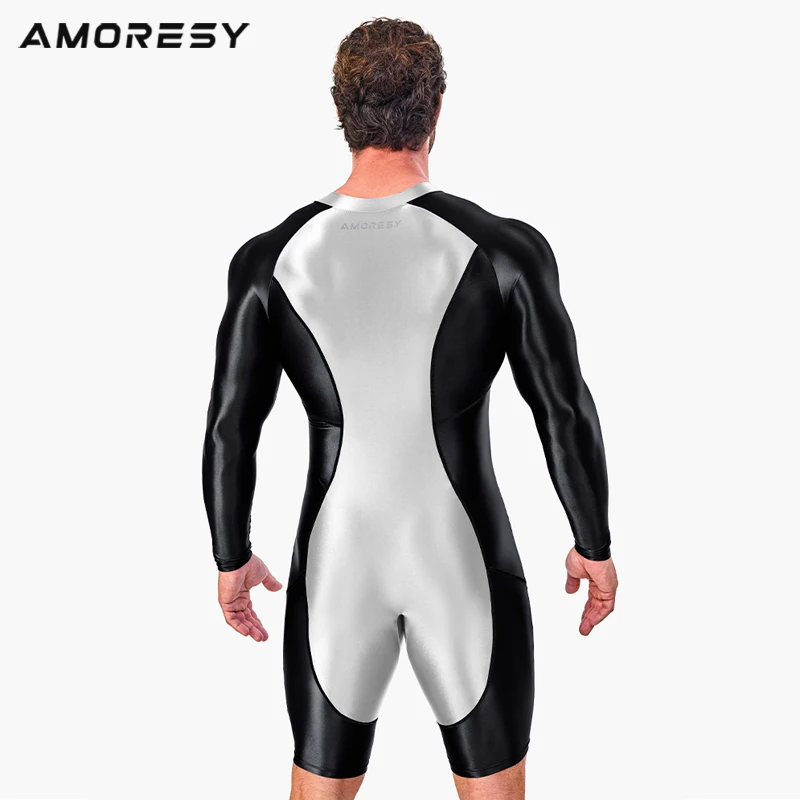 AMORESY Atticus series front zipper sports tight jumpsuit for Men Fitness