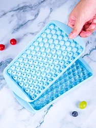 Compact 104-Hole Round Ice Ball Mold for Beverages and Cocktails (Blue)