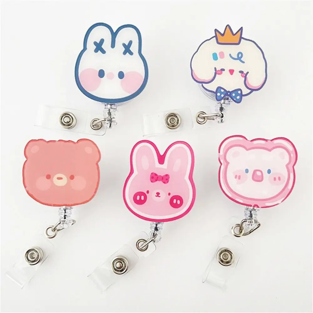 

Name Tag Rabbit Chest Card Students Work Card Clip Retractable Badge Reel Name Card Holder ID Card Clips Nurse Badge Holder
