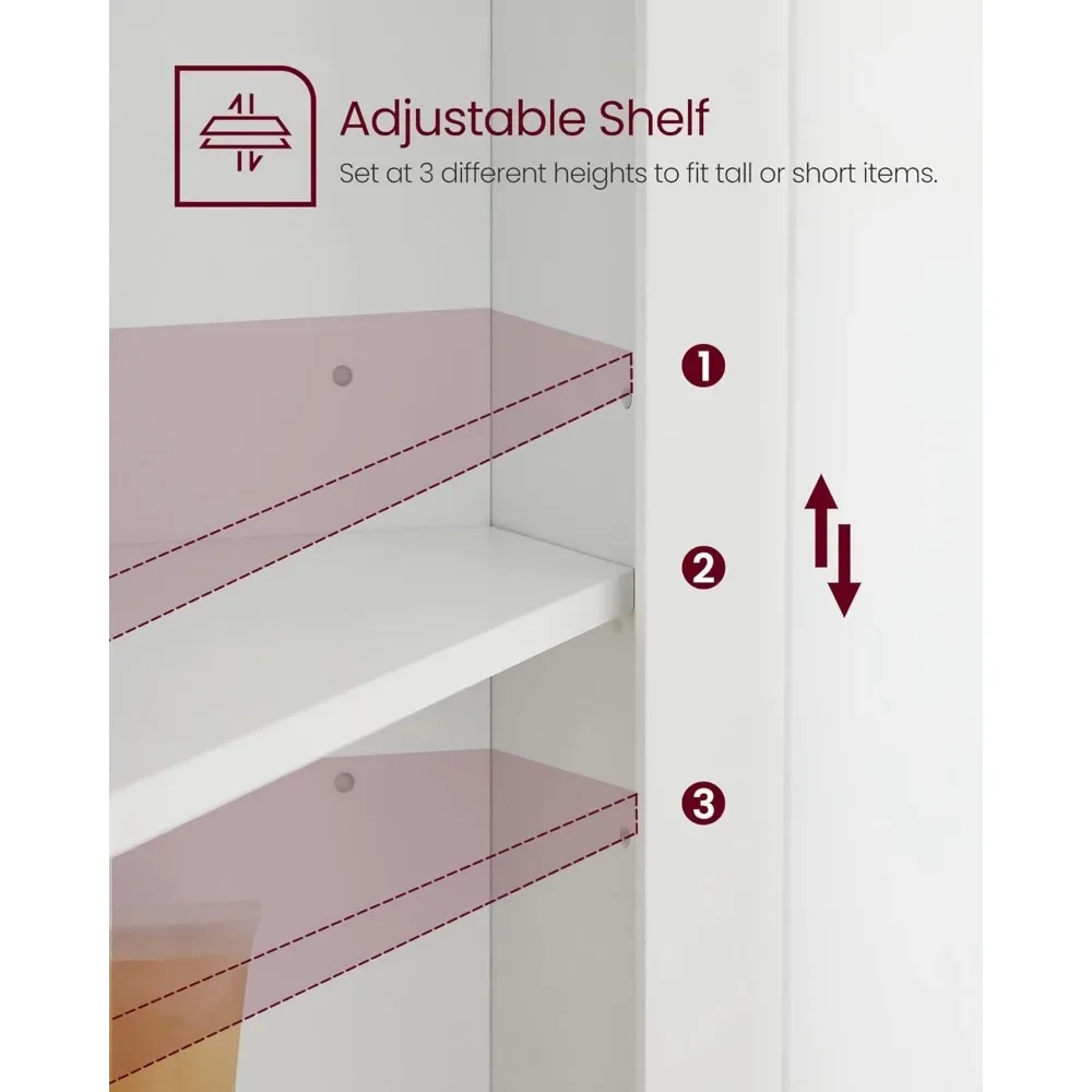 Tall Corner Cabinet, Bathroom Storage Cabinet with Doors and Adjustable Shelves, for Bathroom, Kitchen, Living Room