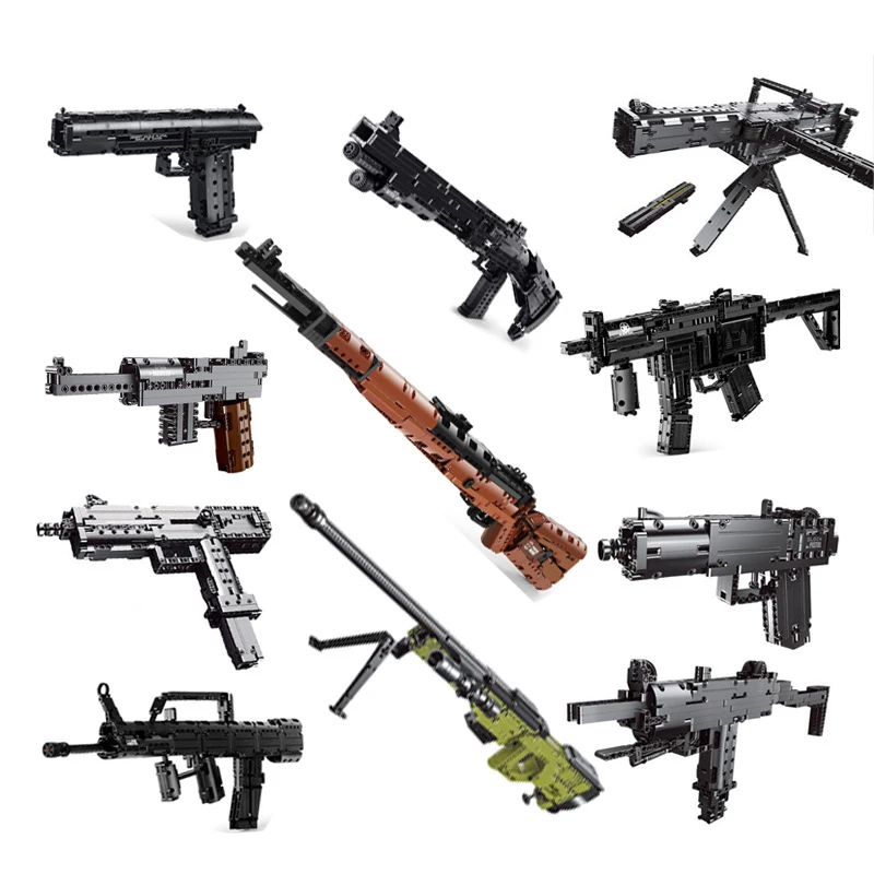 Uzi SMG - Juego de bloques de construcción de metralleta SMG, pistola  militar, kit de juguete de construcción de disparos, ametralladora, pistola  de