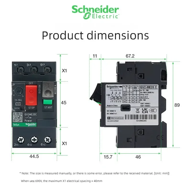 Circuit Breaker Schneider Motor Protection GV2ME01C-32C Motor Start Starter Three-Phase Overload Short Circuit Protection