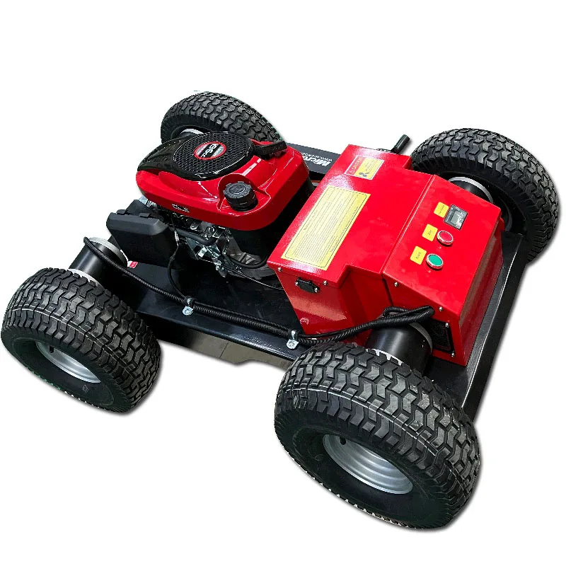 

Four-wheel drive wireless Remote Control Lawn mower, oil-electric Hybrid Orchard Lawn Weeder, Agricultural Robot lawn mower