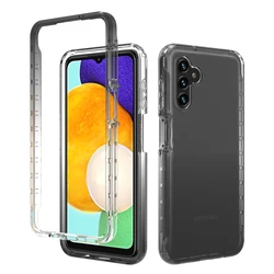 Candy Color Transparent Shockproof Phone Case - Dual Layer Back Cover - Galaxy A04s (Gray)