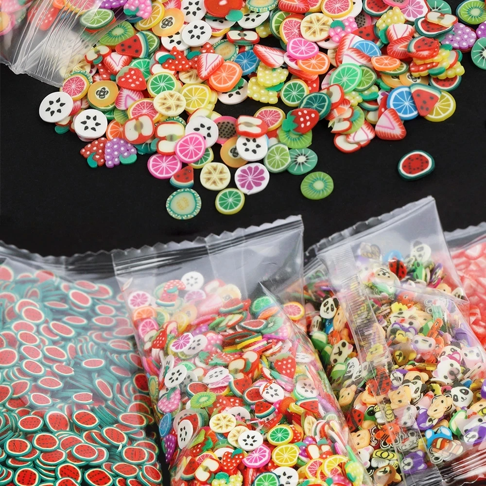 

1000pcs Mix Fruit Polymer Soft Clay Flakes Slime Animal Flower Slice Resin Filler Nail Art Epoxy Silicone Mold DIY Craft Making