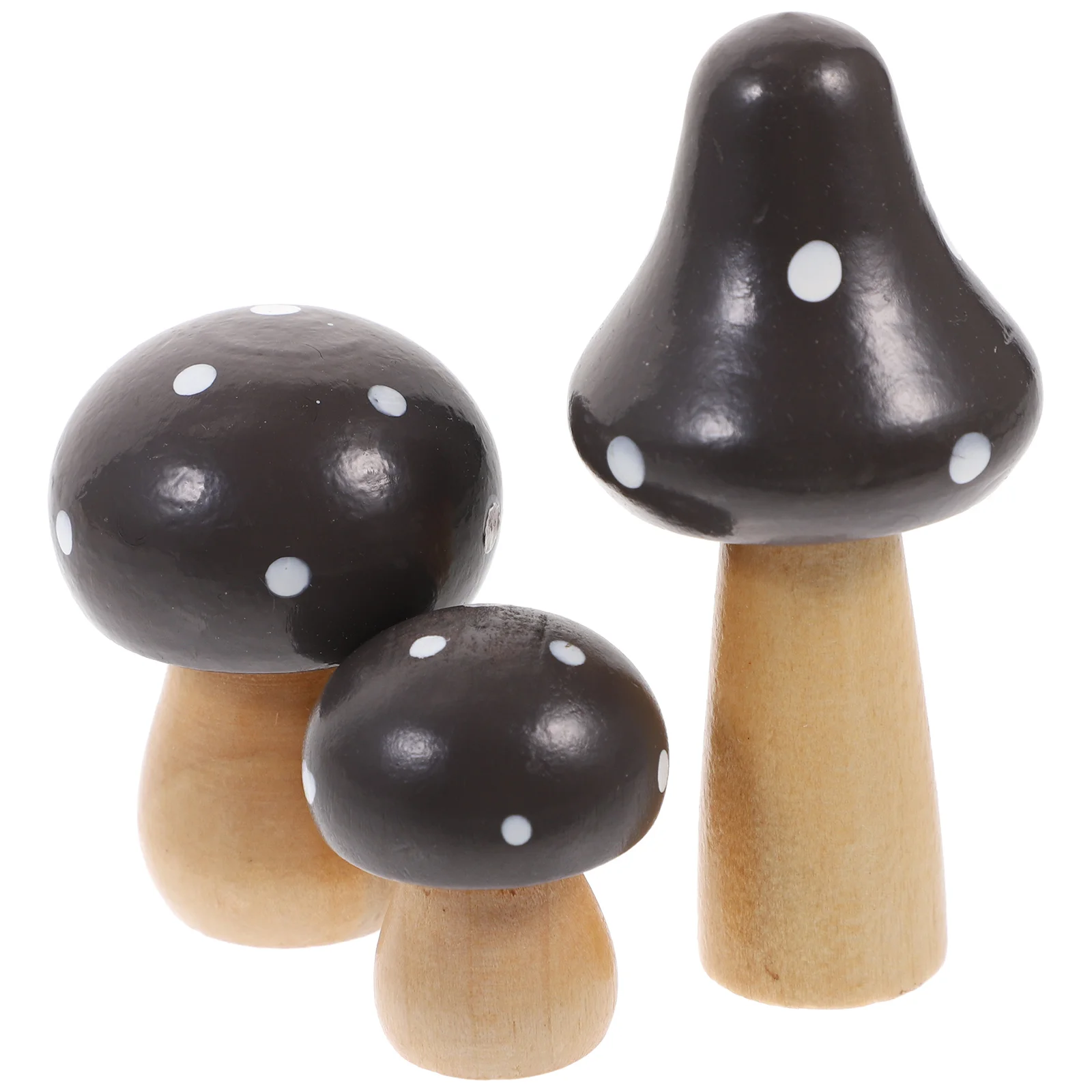 

3 Pcs Potted Plant Number Cake Topper Dollhouse Accessories Wooden Mushroom Sculpture