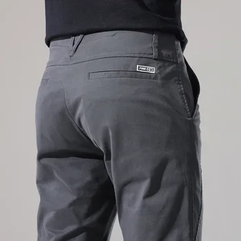 Spring New Men's Casual Pants Korean Style Elastic Straight Slim Fit Casual Long Trousers Male Fashionable Cargo Trousers