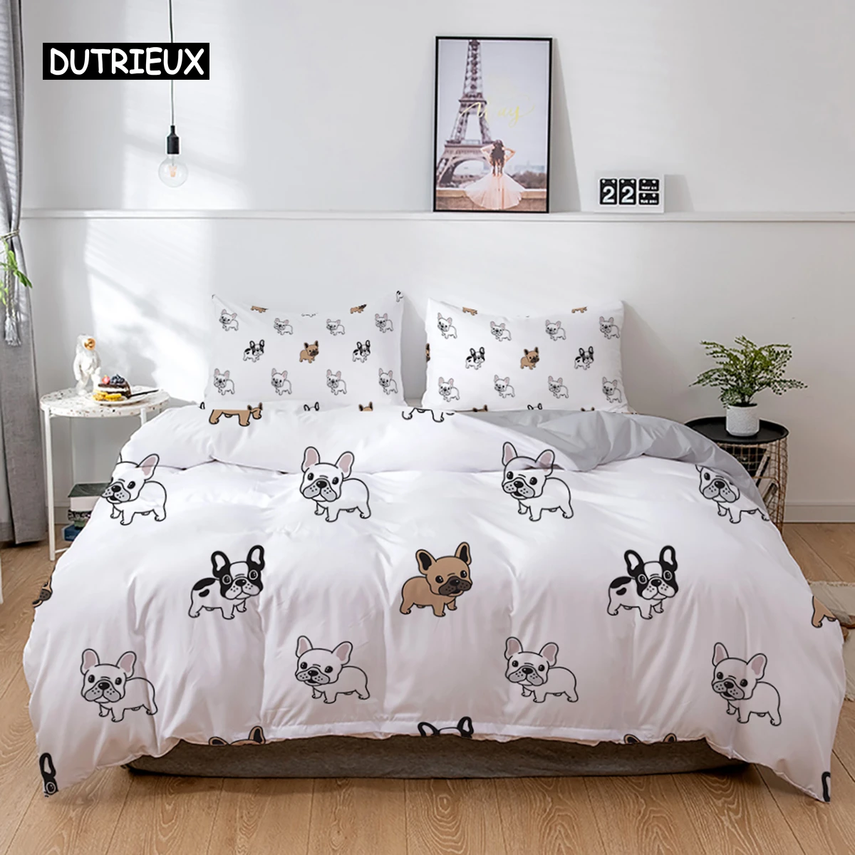 

French Bulldog Bedding Set Cartoons Puppy Children Bedclothes Cute Duvet/Quilt Cover and Pillowcase Kawaii Boys Girls