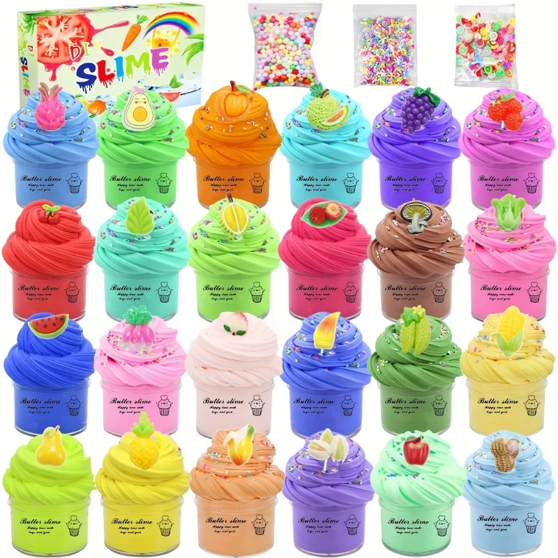 Stress Relief Toy 1/24pcs Butter Slime Kit for Girls Boys