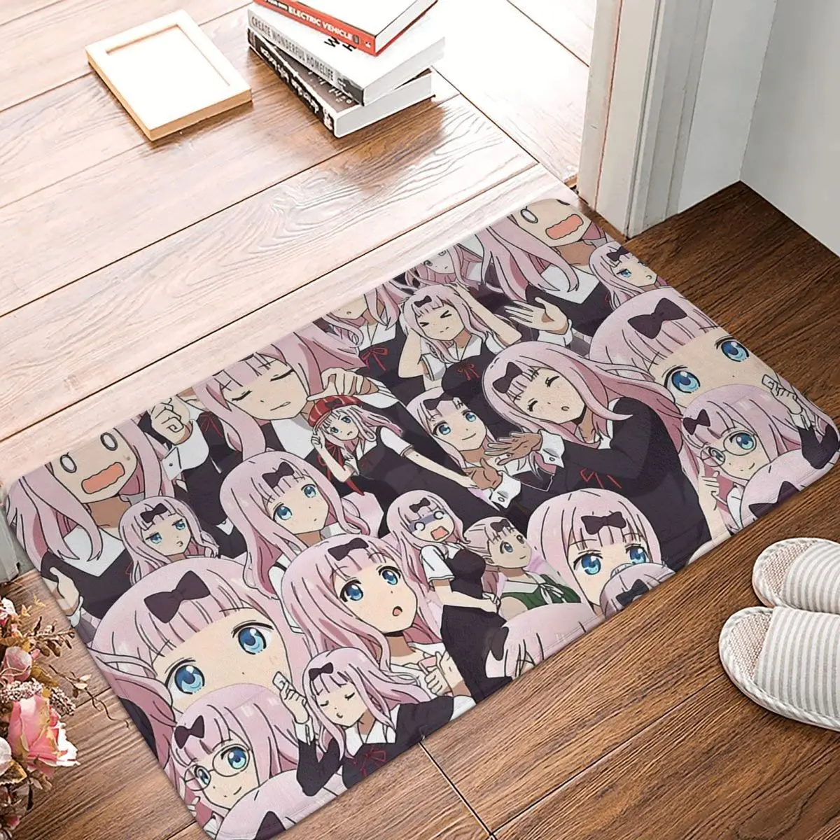 

Kaguya Sama Love is War Anime Non-Slip Carpet Chika Fujiwara Cute Doormat Bedroom Kitchen Mat Welcome Floor Rug