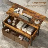 Hidden Storage Compartment and 2 Rattan Baskets, 41.7" Retro Central Table, Rustic Brown, Café Tables 5