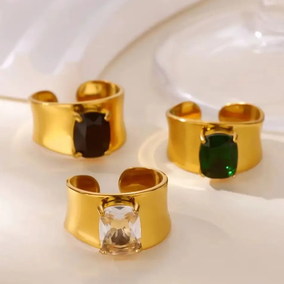 Elegant Wide Zirconia Rings for Women