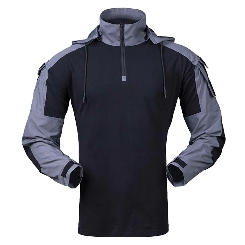 Outdoor Shirts Wear resistant T-Shirt Hooded Men Tactical Shirt Waterproof Airsoft Paintball Camping Hunting Clothing 5