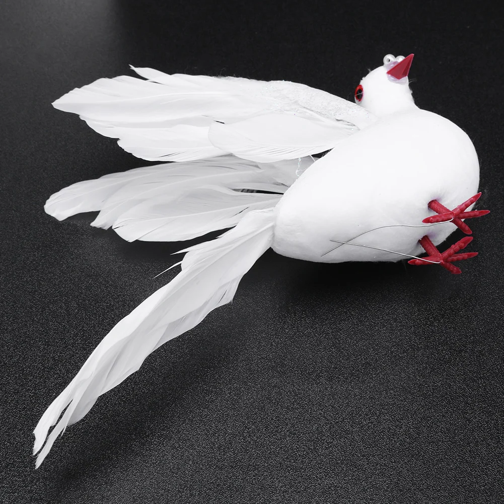 Simulation Doves Portable Model Feather Bird White Doves Foam Plastic Foot Multifunctional Wedding Decor for Home Party Props