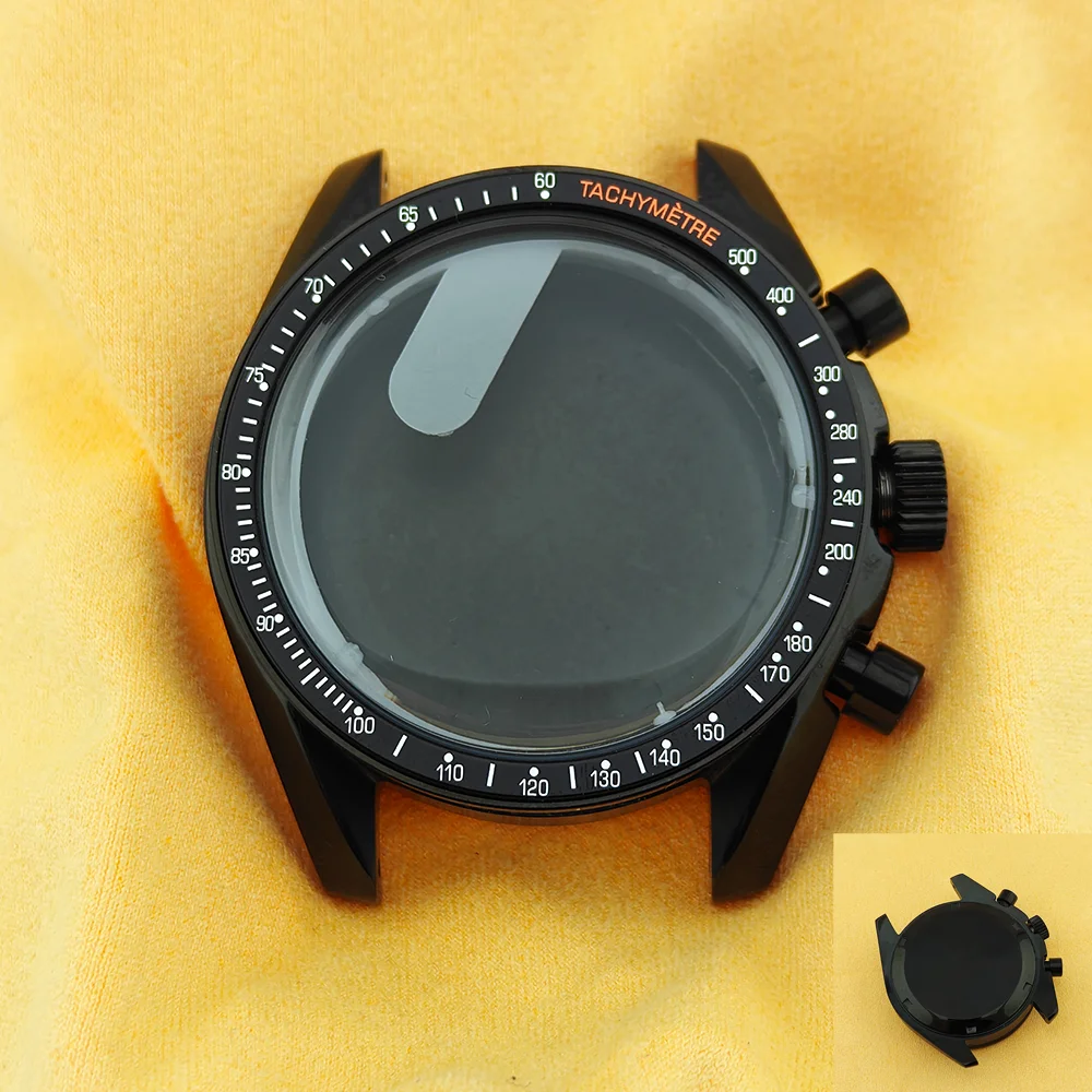 Moon Pattern Stainless Steel Chronograph Watch Case, 39.7mm