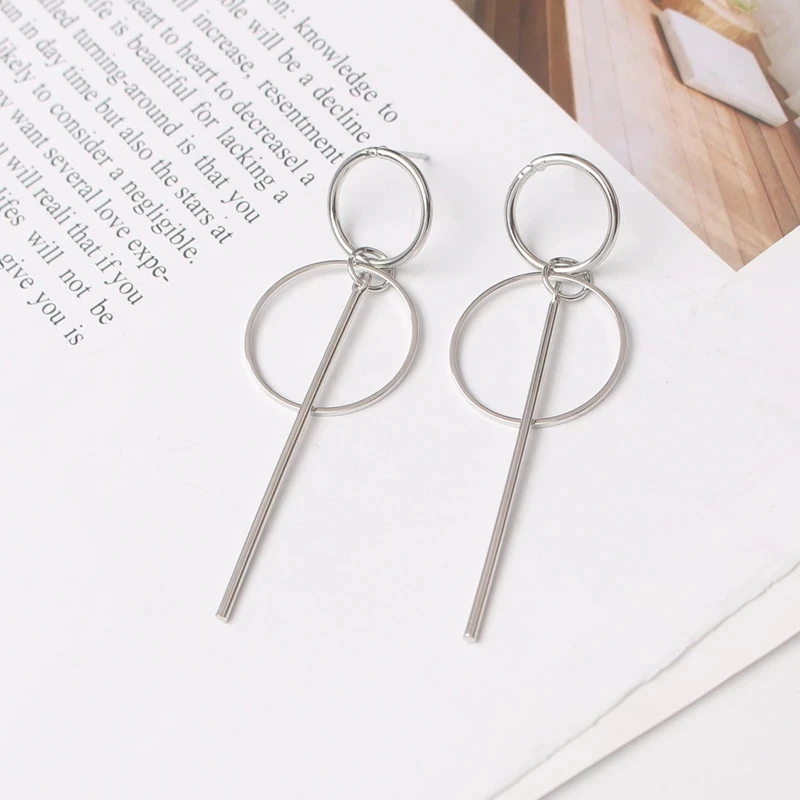 Fashion Metal Tassel Earrings Women Long Circle Dangle Earrings Geometric Round Drop Brief Jewelry pendientes drop earrings dangle earrings long earrings pendant earrings geometric earrings