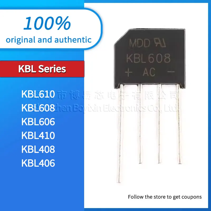 

5 pcs, original genuine KBL610 KBL608 KBL606 KBL410 KBL408 KBL406 flat bridge rectifier bridge stack silicon bridge rectifier