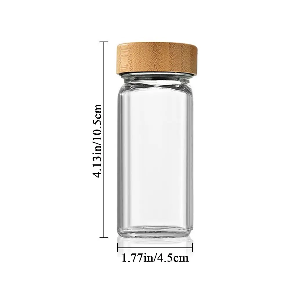 120ml 4oz Glass Spice Jars Transparent Perforated Seasoning Jar with Bamboo wood lid Kitchen Pepper Storage Container 6