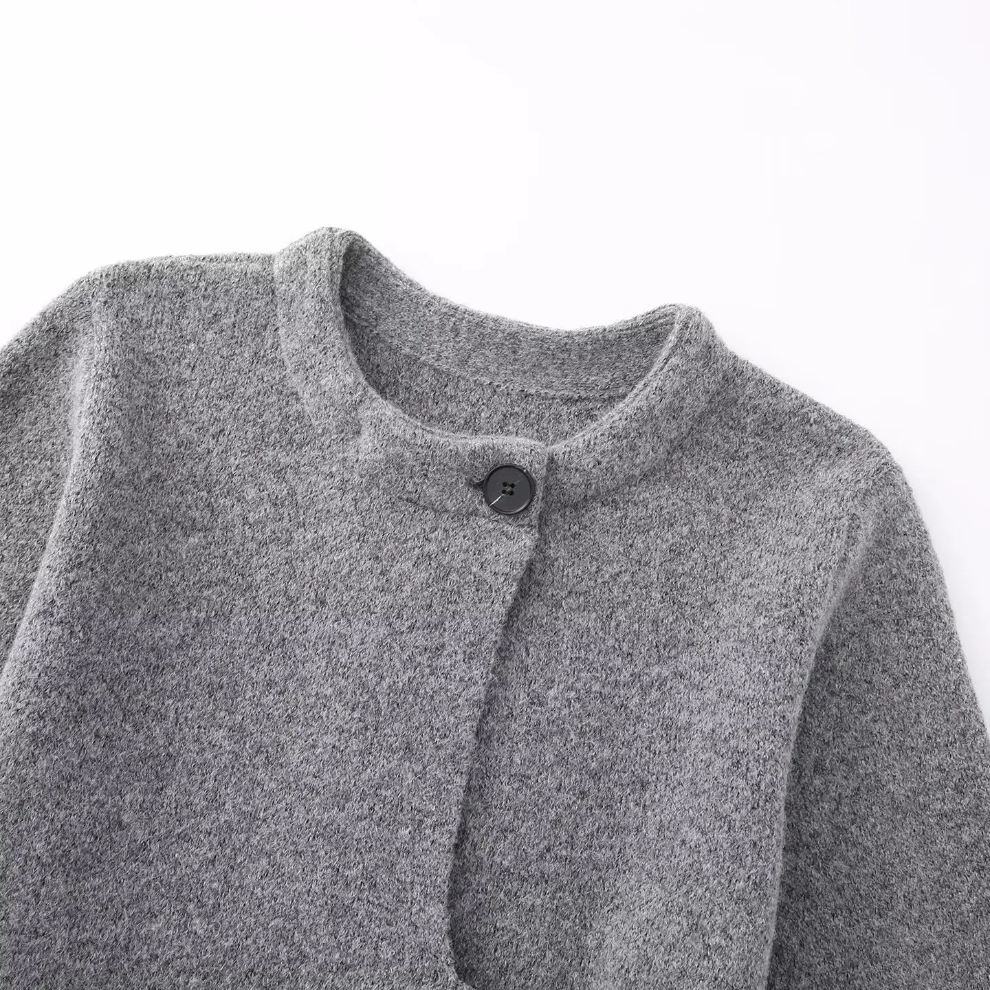 Women Advanced Gray Knitted Short Jacket Female Autumn Winter New Vintage Loose Simple Elegant Jacket Lace-Up Cardigan Top Coat