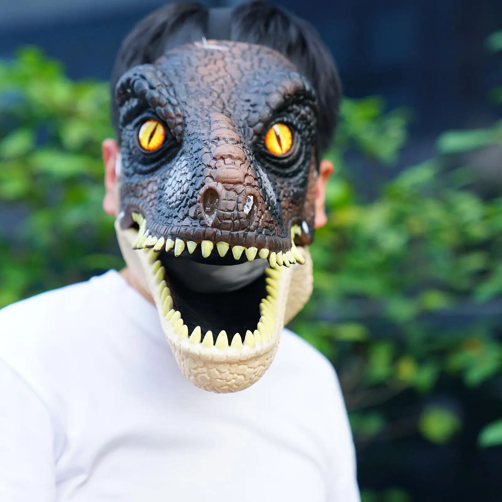 Dinosaur Mask Moving Jaw Kids Open Mouth Latex Horror Dinosaur Headgear  Halloween Party Cosplay Costume Scared Mask Adult - AliExpress
