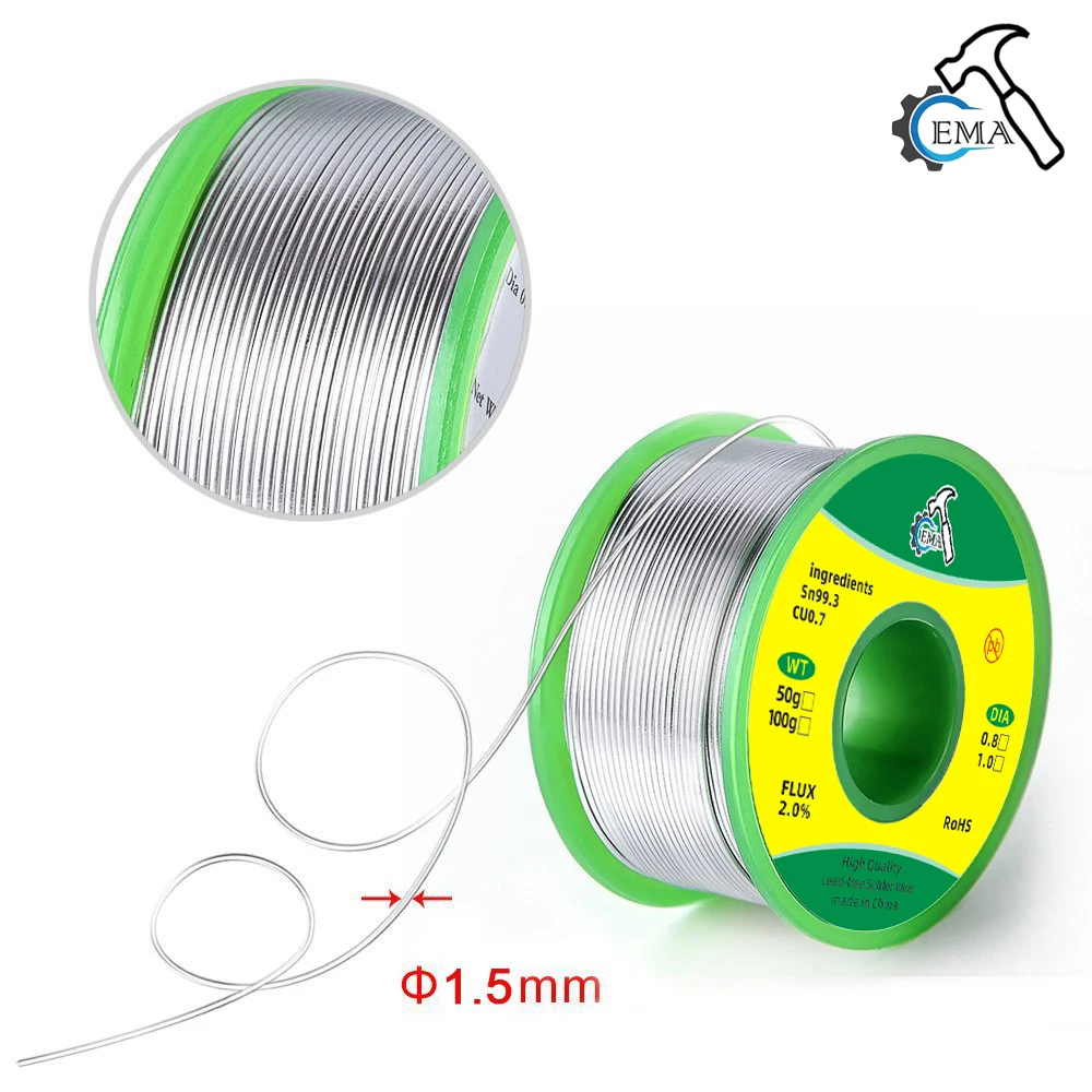 High Purity Lead-free Solder Wire SN99.3Cu0.7 Rosin Core soldering wire soldering tin wire No Washing Environmental Protection Tin 50/100/500g
