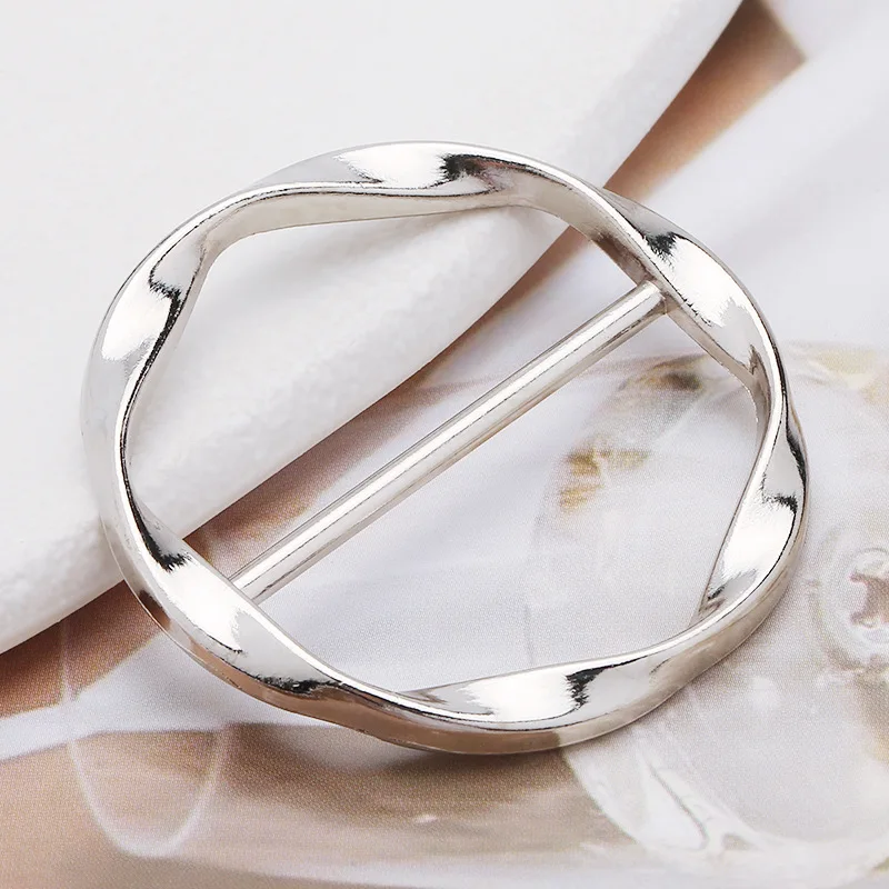 Simple Fashion Metal Buckle for Women's T-shirt Corners Knot Buckle Belt Adjustable Buckle Scarf Decor Fastener 1pcs