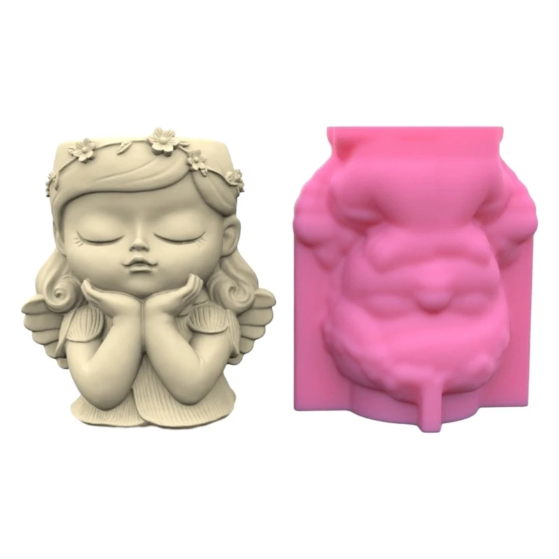 Girl Concrete Flower Pots Molds Succulent Planter Vase Silicone Mold Pen Holder Mold Epoxy Resin Plaster Mold