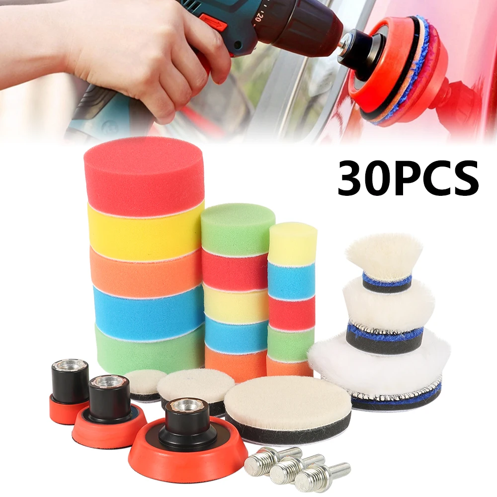 Car Foam Drill Polishing Pad Kit Buffing Waxing Sponge Set Auto Wheel Polisher Polimento Pads Polisseurs Cleaning Power Tools |