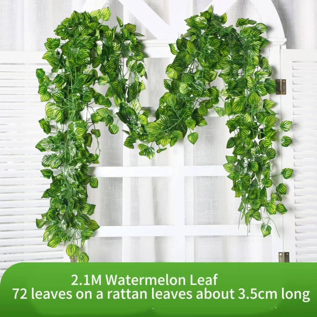 2.1M Green Ivy Leaf Hanging Vine Home Garden Decoration Artificial Garland Silk Wall Plant Wedding Party DIY Fake Wreath Leaves 2