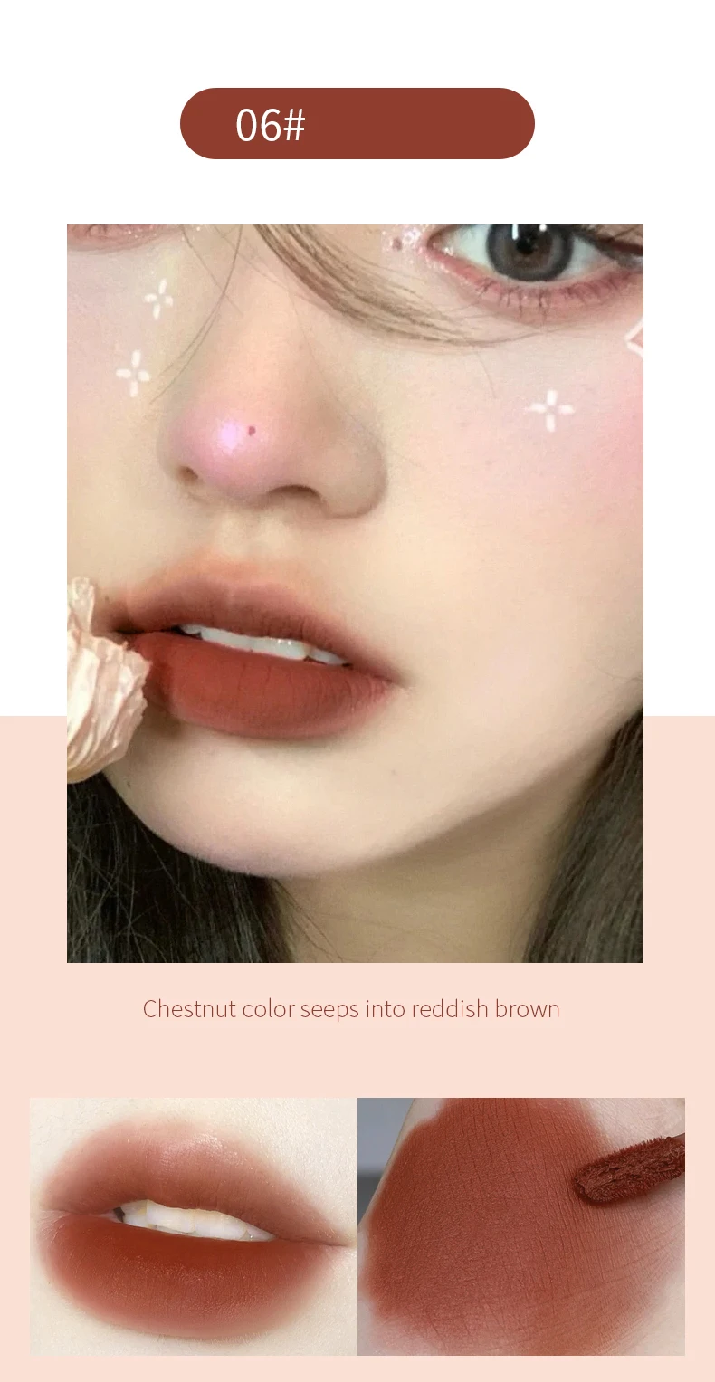 Matte liquid lipstick fluweelzachte mousse donkerrood bruin_voghion.com