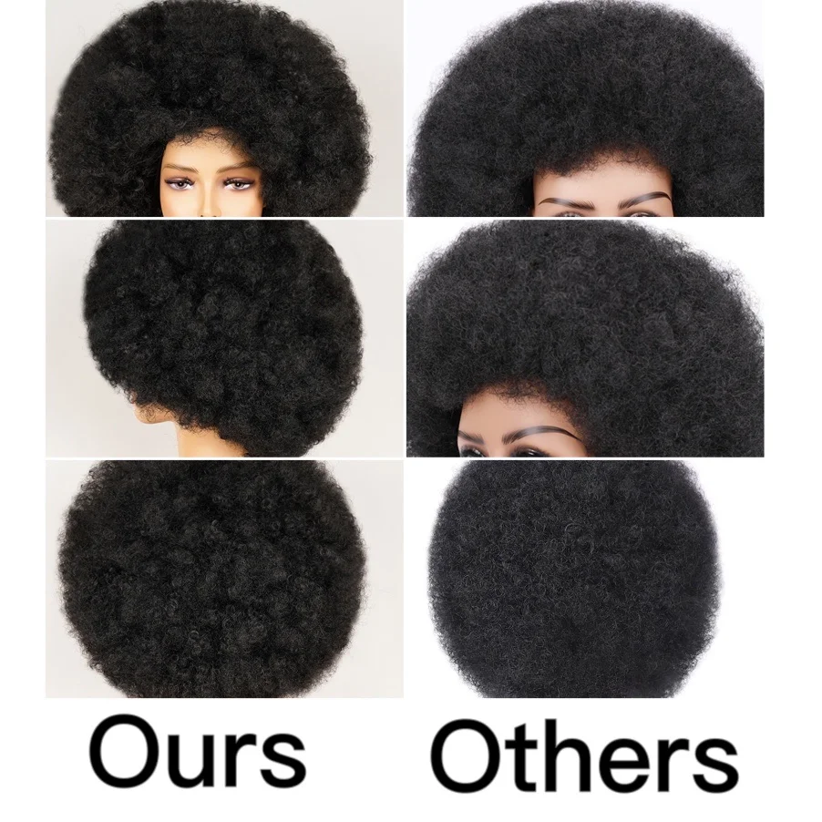 Afro Kinky Curly Wig Short Fluffy Hair With Bangs Deep Brown Wig For Black Woman African Synthetic Party Cosplay Wigs Perruque