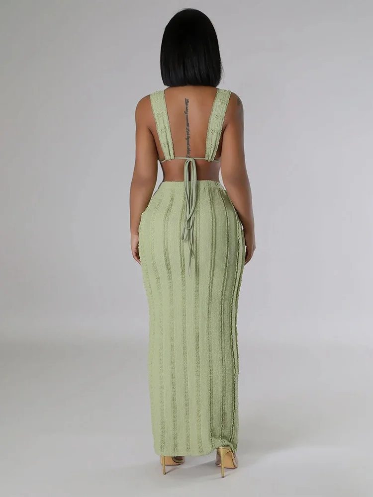 Wmstar Two Piece Set Women Skirts Sets Summer Holiday Sexy Mesh Matching Suit Bandage Fashion Outfits Wholesale Dropshipping