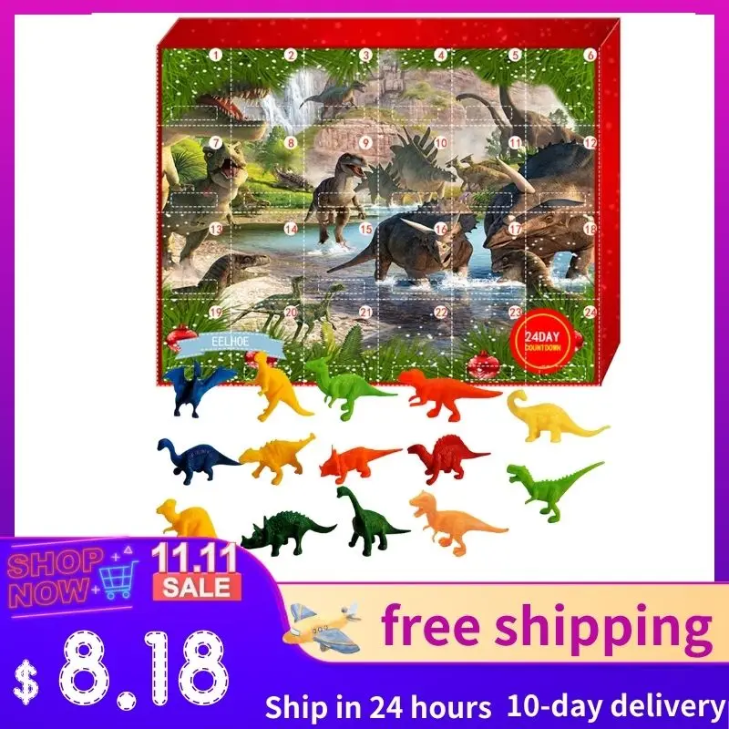 Christmas Advent Countdown Calendar 24PCS Squeeze Animal Dinosaur Pendant Toy Creative Calendar
