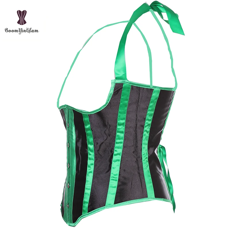 ขายส่งคุณภาพสูงลาย Underbust Corset เอว Cincher Shaper ริบบิ้นรายละเอียดซาติน Halterneck