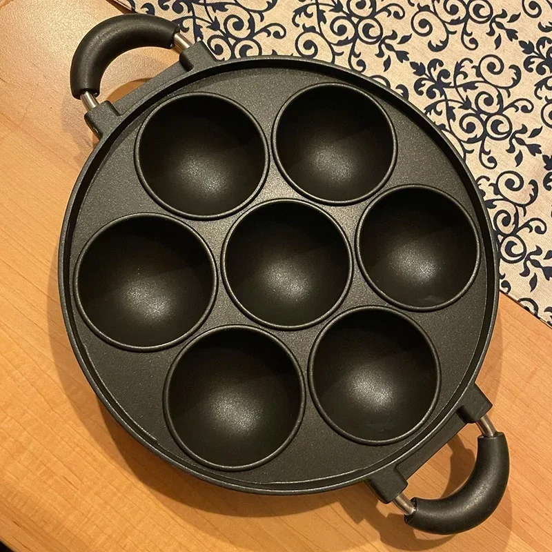 

7-Hole Egg Cooking Pan Aluminum Omelette Pan Non-stick Cooking Pot Breakfast Egg Pie Cake Mold Kitchen Cookware