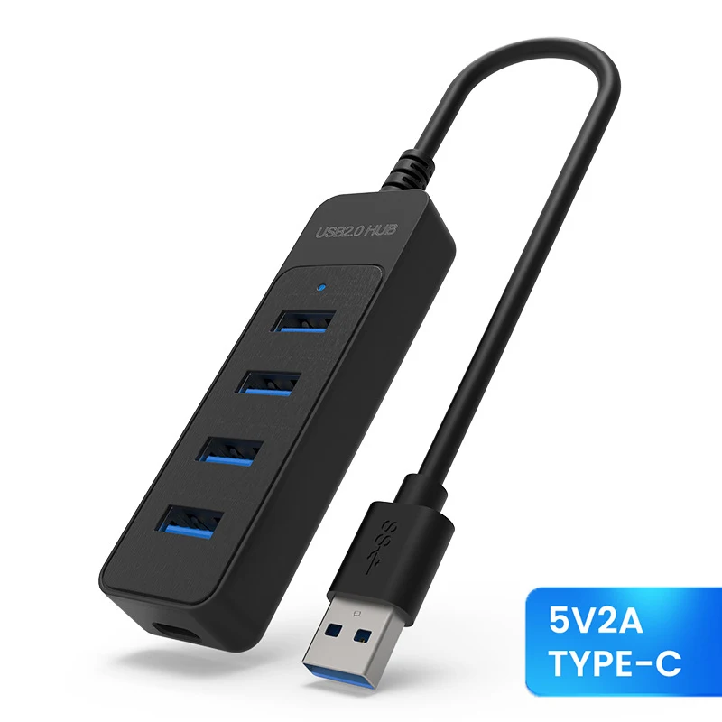 High-Speed USB Multi-Port Expander Hub with Power Adapter